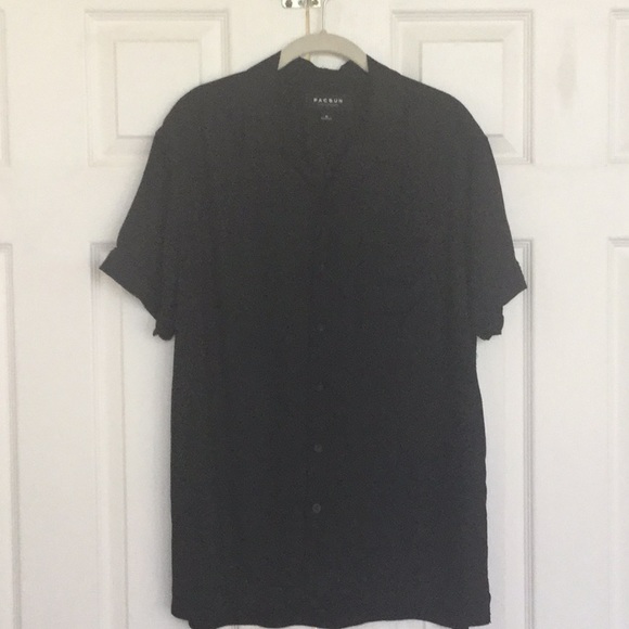 Pacsun black viscose button down shirt M - Picture 1 of 6